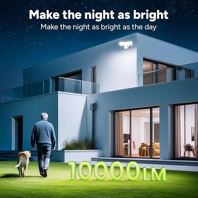 OREiN 10000LM Super Bright LED Flood Light Outdoor, Hardwired Motion Sensor - Image 2
