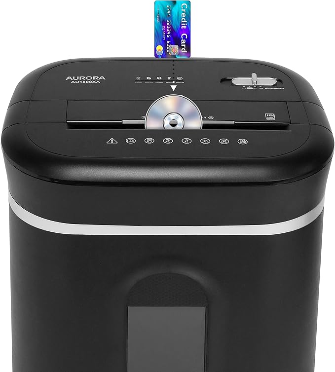Aurora AU1800XA Anti-Jam 18-Sheet Crosscut Paper/CD and Credit Card Shredder/ - Image 2