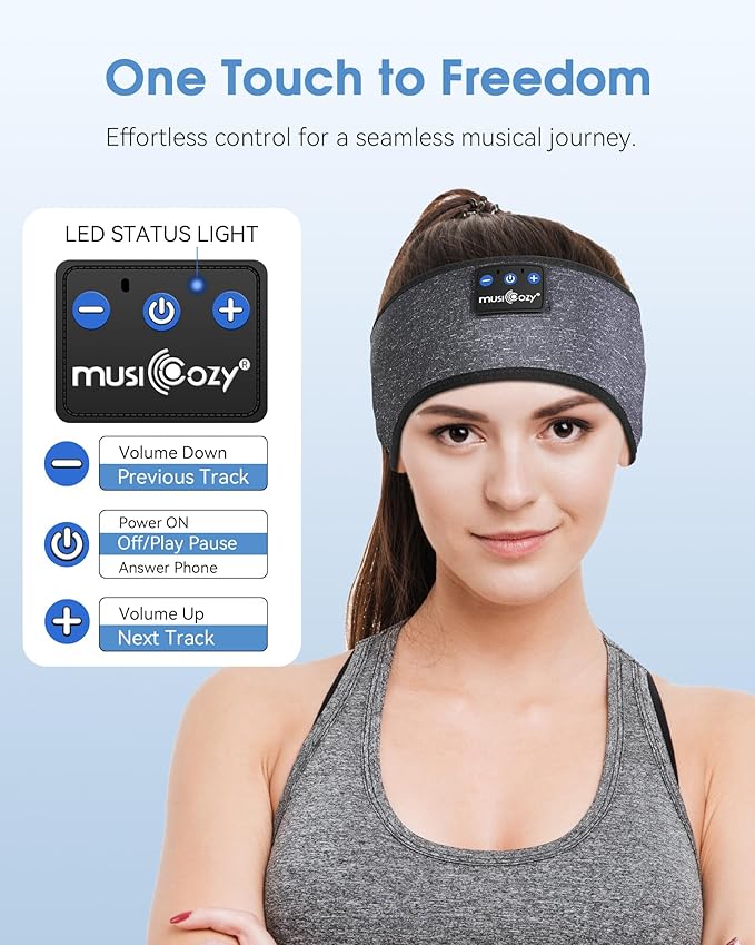 MUSICOZY Sleep Headphones Bluetooth 5.4 Headband Headphones, Wireless Earphones - Image 5