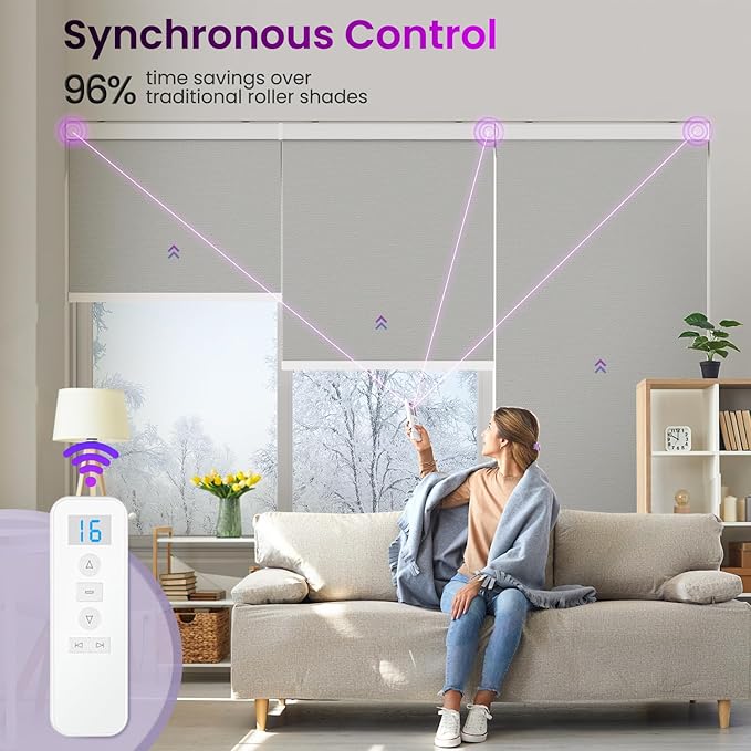 Astomi Motorized Roller Shades for Windows, Effortless Remote & Voice Control - Image 3