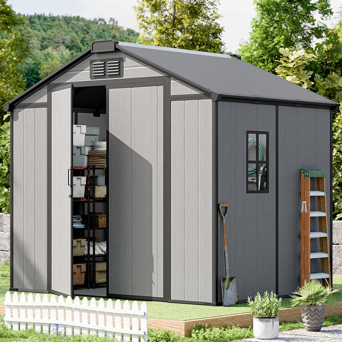cdcasa 8x6x7 ft resin shed with floor included, main product view