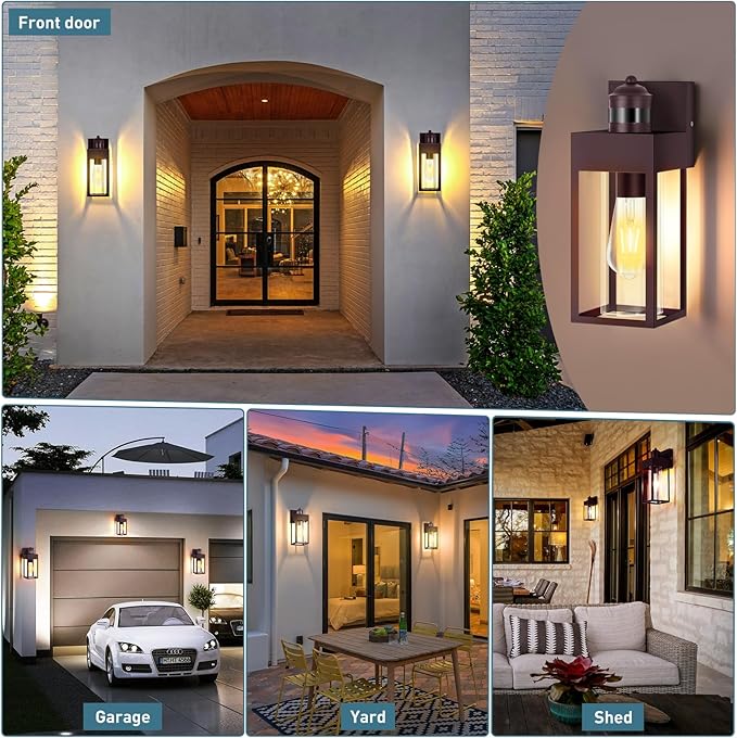LWSOY Motion Sensor Outdoor Wall Lanterns 2 Packs, Dusk to Dawn Exterior Light - Image 3
