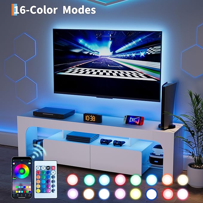 IDEALHOUSE LED TV Stand for 55 to 75 Inch TV, Modern TV Console Table - Image 5