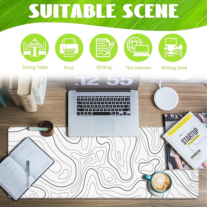 Eflxamz Desk Mat, Topographic Contour Large Gaming Mouse Pad - Image 3