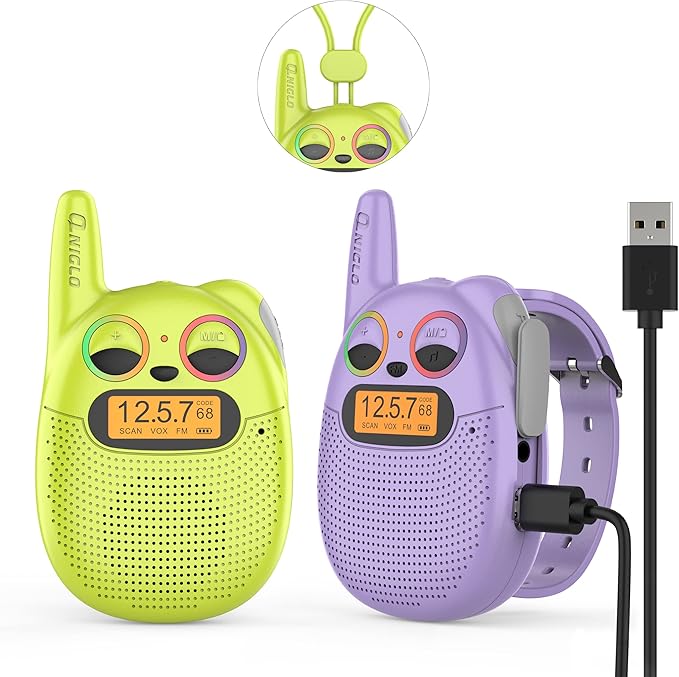 Qniglo Walkie Talkies for Kids Rechargeable 2 Pack, Christmas Birthday Gifts by QNIGLO