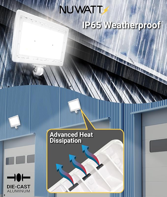 NUWATT 90W LED Flood Light, 3CCT 3000K/4000K/5000K Selectable, IP65 Waterproof - Image 3
