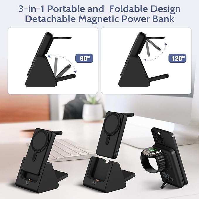 Smtcsl 3-in-1 Wireless Charging Station: Portable 10000mAh Power Bank Charger - Image 4