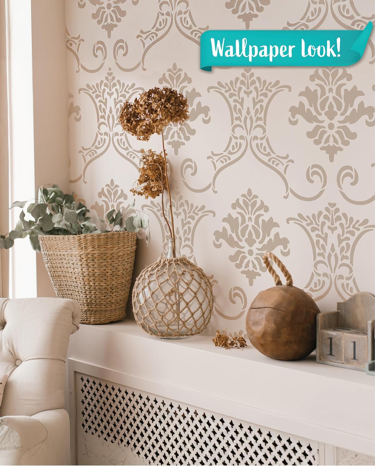 STENCILIT® Baroque Wall Stencil for Painting - 2 Pack of 16.5 x 21.5 in Stencil, Victorian Wall Stencils for Painting Large Pattern, Damask Large Wall Stencils