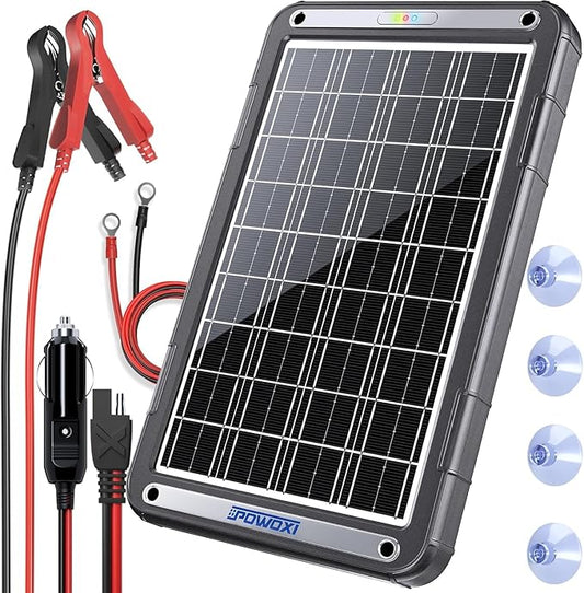 POWOXI 12V Solar Car Battery Charger: 15W Solar Trickle Charger Maintainer by POWOXI