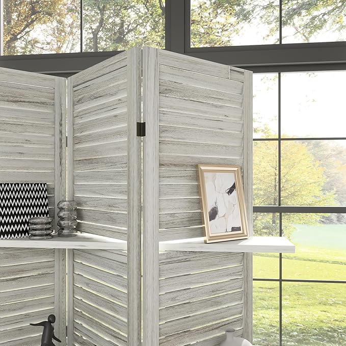 HOMCOM Room Divider, 5 Panel 67" Tall Wood Privacy Screen - Image 9