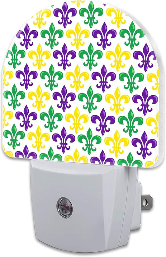 sndheke Mardi Gras Carnival Night Light, Colorful Fleur-de-lis Dusk to Dawn by sndheke