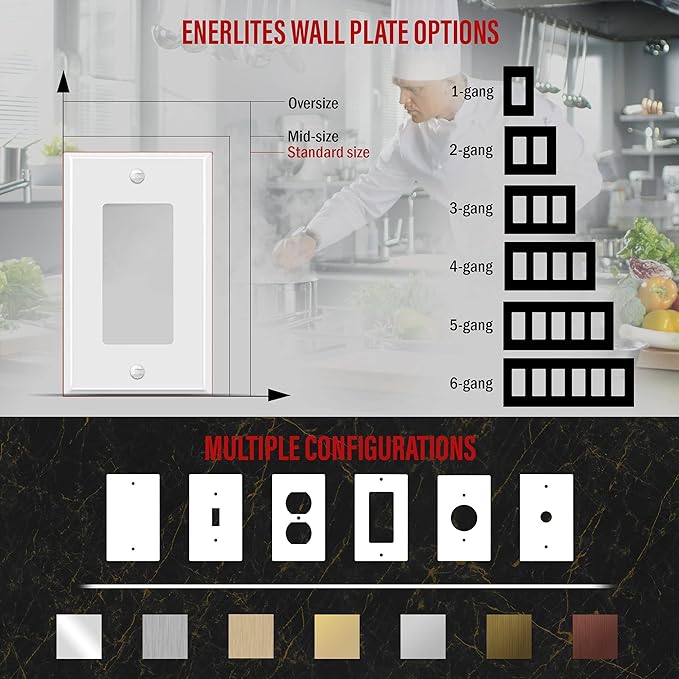 ENERLITES Decorator Switch Metal Wall Plate, Outlet Cover, Corrosion Resistant - Image 4