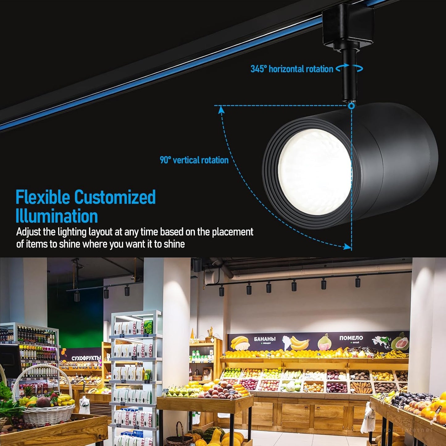 LEONLITE 4-Pack Retail Pro Series 17.5W H Track Lighting Heads, 5CCT, Black | 1200LM, CRI90 Dimmable Commercial Track Light Heads for Store, H Track Lighting, ETL FCC T24, 2700K/3000K/3500K/4000K/5000K