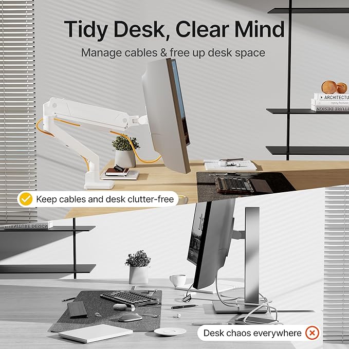 monTEK Single Monitor Arm for Max 45 Inch Ultrawide Screens Adjustable Monitor - Image 5