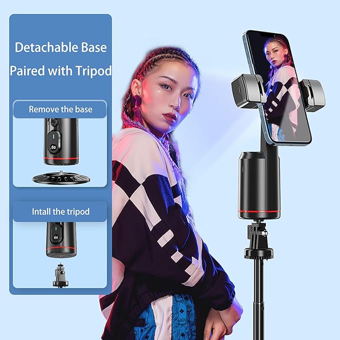 MQOUNY Auto Face Tracking Phone Holder, 360° Rotation Face Body Phone Tripod - Image 4
