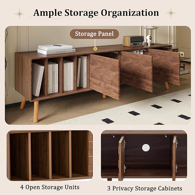 Virubi Mid-Century Modern TV Stand, Entertainment Center - Image 4