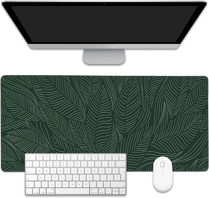 EOBKLAX Golden Tropical Leaf Large Gaming Mouse Pad, Waterproof Desk Mat by EOBKLAX