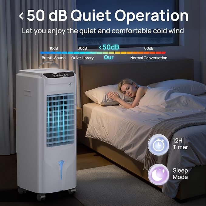 YEW 32" Evaporative Air Cooler, 1800CFM Swamp Cooler Air Conditioner - Image 8