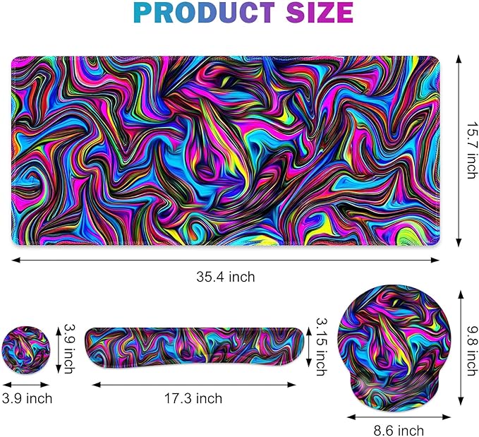 Gaming Mouse Pad, Large Desk Mat, Cute Desk Pad Protector, 4in1 XXL Mousepad + - Image 2