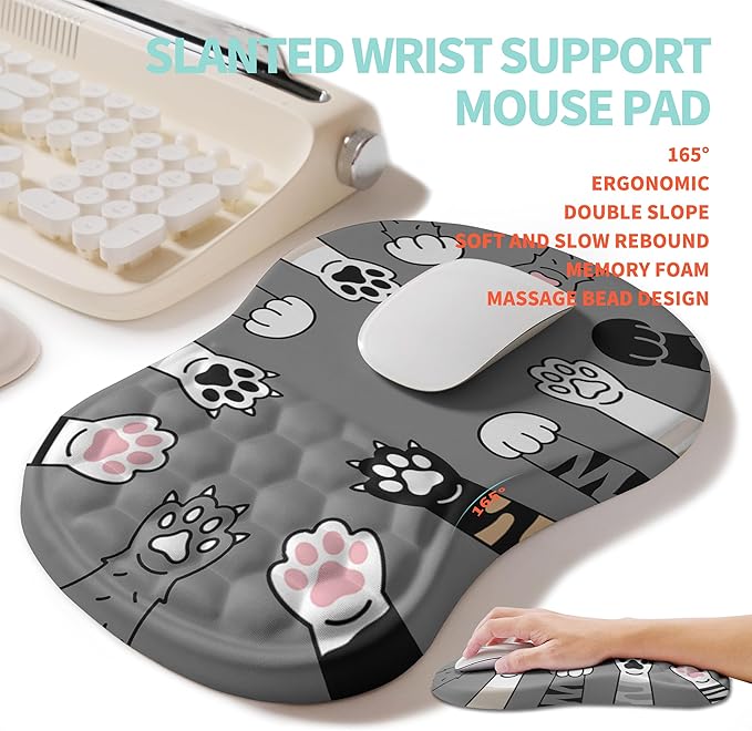 KUOSGM 2-in-1 Ergonomic Set, Wave Rise Keyboard Wrist Rest and Massage Bulge - Image 3
