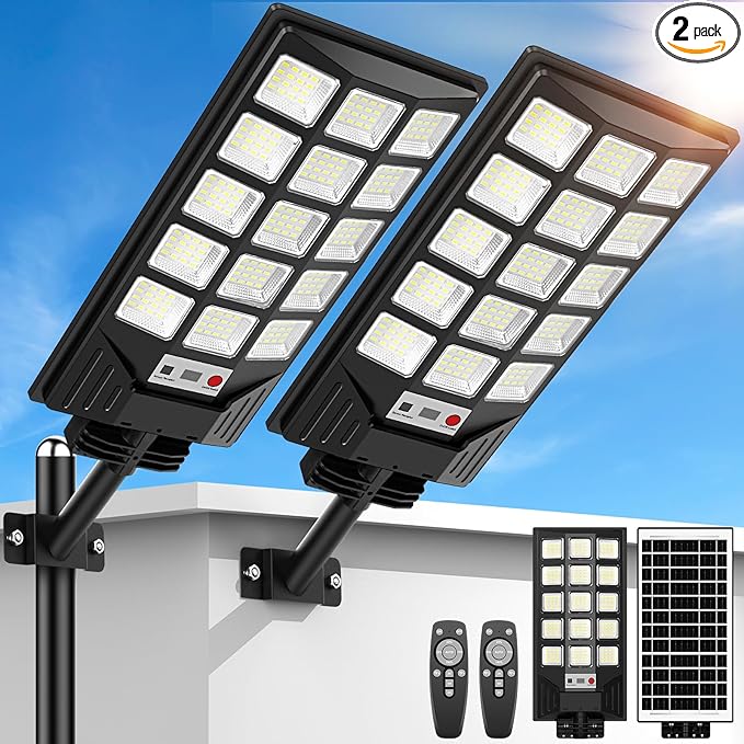 Solar Street Lights Outdoor Waterproof, 30000LM 6500K LED Motion Sensor Lights by IlluminateYourWorld