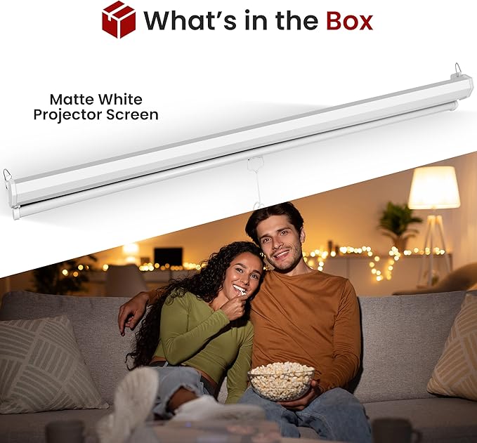 Pyle 72-Inch Manual Pull Down Projector Screen, Matte White Projection Surface - Image 2