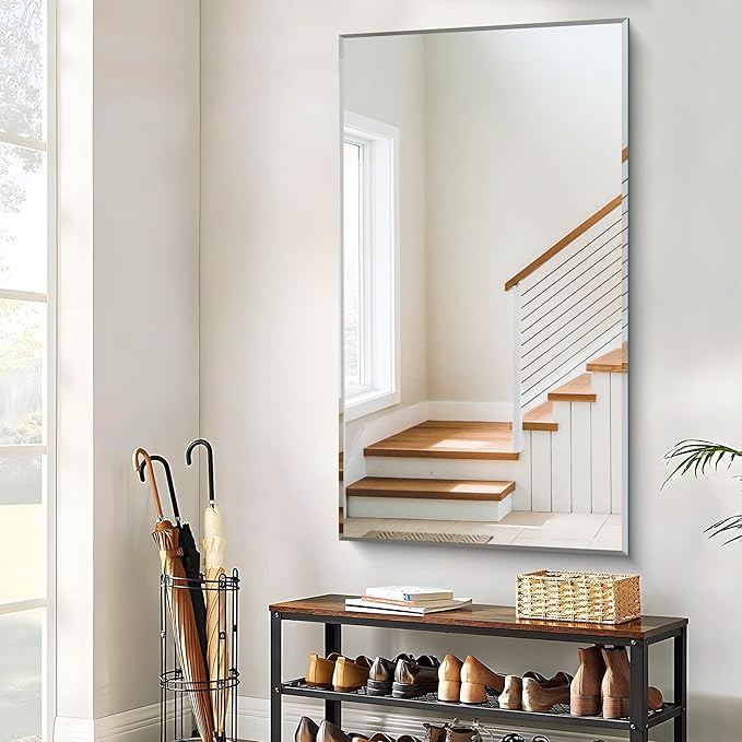 CILIBER Large Beveled Mirror, 30x55 Frameless Beveled Bathroom Mirrors - Image 7