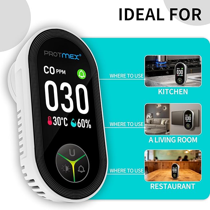 Protmex Carbon Monoxide Detector Plug in Wall, 3-in-1 Co Detector Monitor Air - Image 8