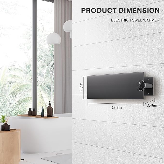 K&KALONZO Electric Towel Warmer, 18.8" W x 4.8" H Wall-Mounted Towel Heater - Image 7