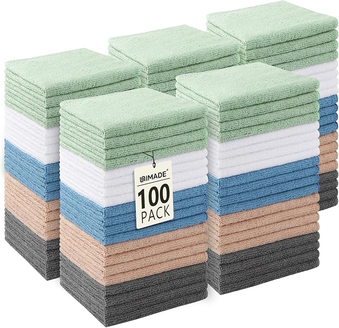 UNIMADE Washcloths Bulk 100 Pack Face Towels, Highly Soft Wash Cloths and Hand by Unimade