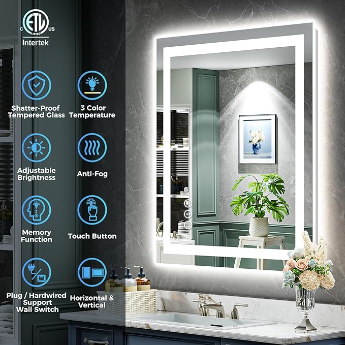 YEELAIT 20x30 Inch LED Bathroom Mirror - Image 2