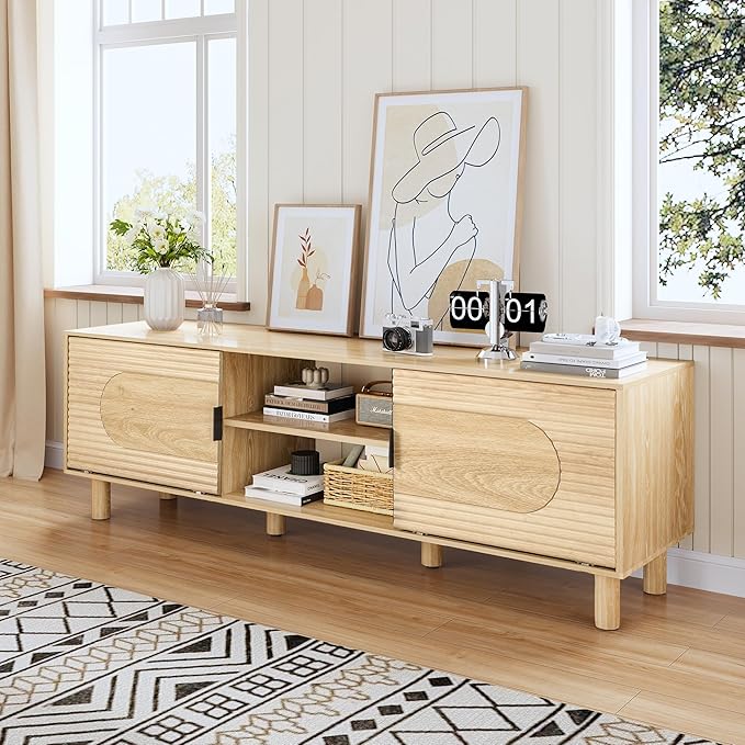 Bifins 63inch Wood TV Stand for Televisions up to 70 Inches, Mid Century Modern - Image 7