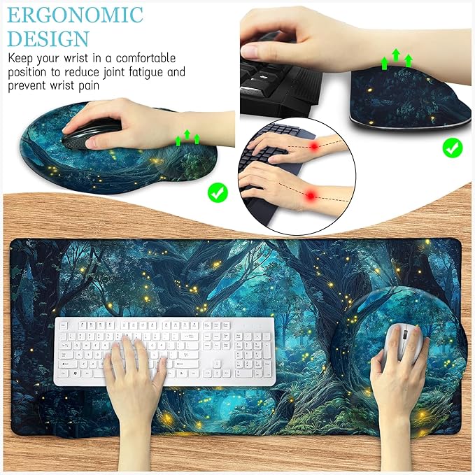 LIMKRIAN Ergonomic Mouse Pad Set Large Desk Matt - Image 4