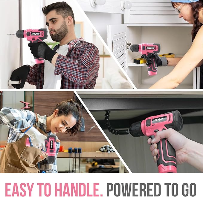 Hi-Spec 110pc Pink 8V USB Electric Power Cordless Womens Drill Driver Set. - Image 6