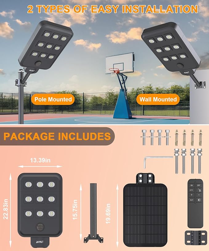 JAYNLT X-10000W Solar Street Lights Outdoor, Ultra-Large 6500K Commercial - Image 8