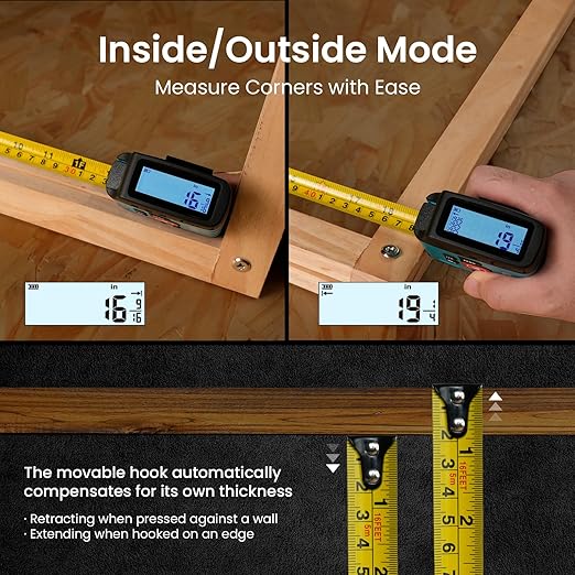 Digital Tape Measure 16 Ft, 2.4" LCD Display, 6 metric and imperial units - Image 6