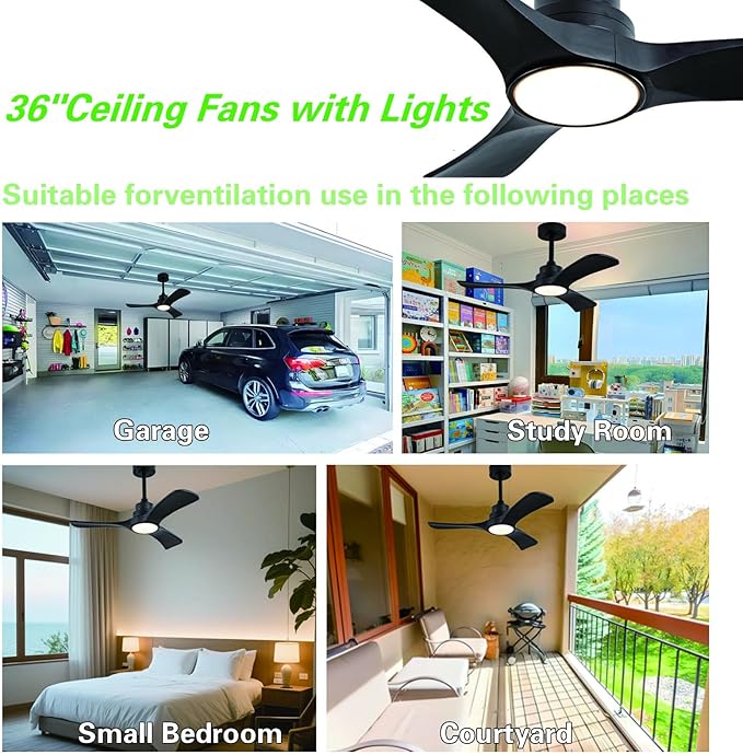 Gaizw 36 Ceiling Fans with Lights, Small Ceiling Fan with Light and Remote - Image 8