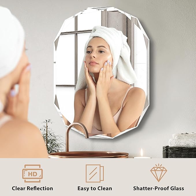 Bathroom Mirrors for Over Sink, Round Frameless Mirrors for Wall, 20x30 Inch - Image 6