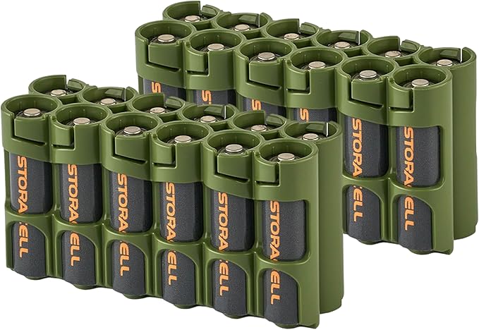 Storacell AA-12 Battery Storage Caddy and Dispenser, Military Green, Holds 12 by Storacell