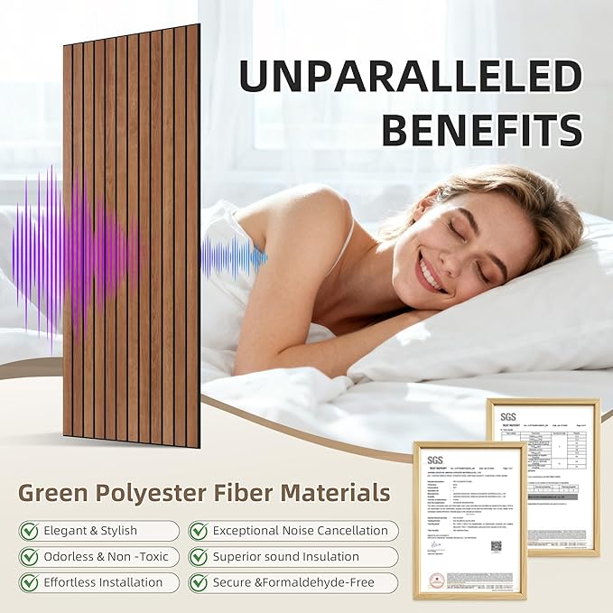 TO-TH Wood-Look Sound Panels, 4 Pack 47.2” x 23.6” Soundproof Wall Panels - Image 3