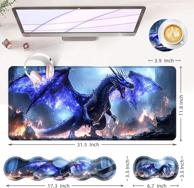 BFUKVOU Large Keyboard Mouse Pad Set, Extended Mouse Pad+Keyboard Wrist Rest - Image 6