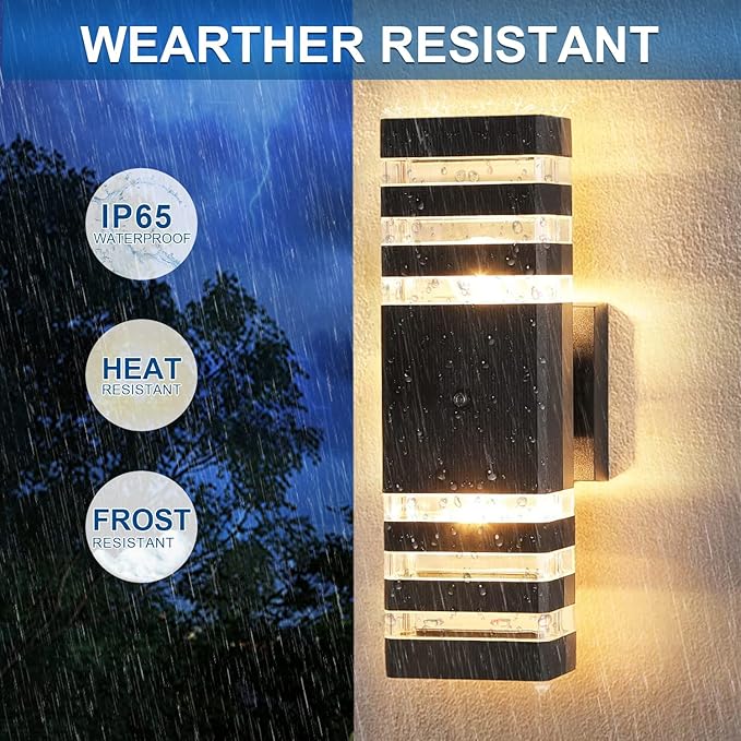Delicavy Dusk to Dawn Sensor Outdoor Wall Lights Up Down Porch Lights Modern - Image 4