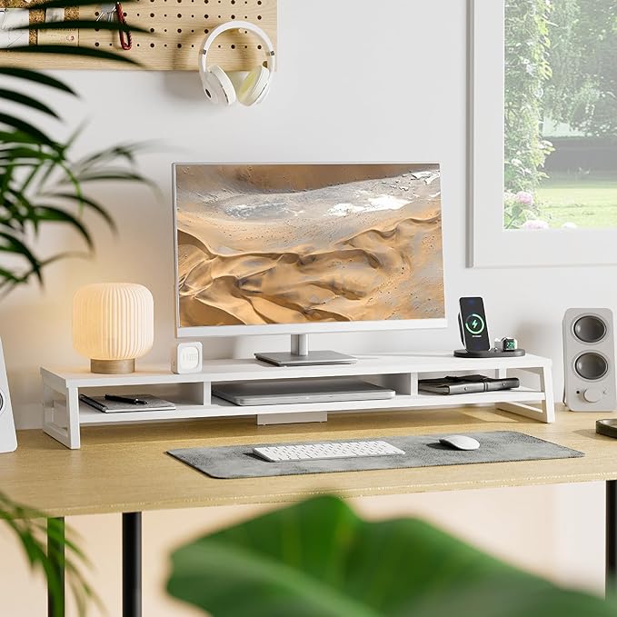 Fenge Dual Monitor Stand for Desk, 42.5in Large Monitor Riser for 2 Monitors - Image 2