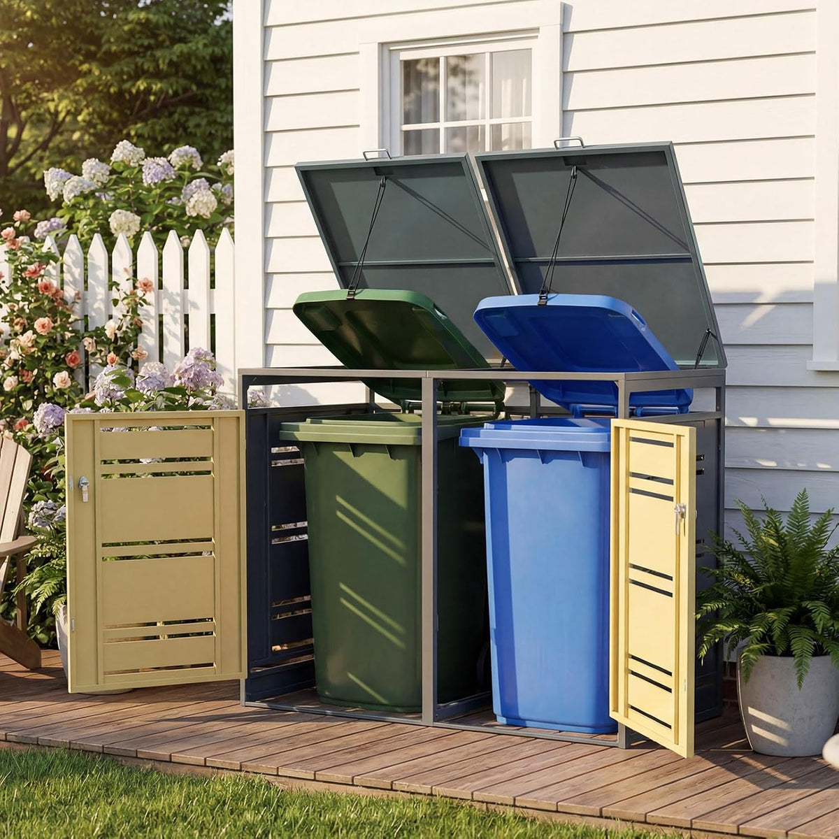 goplus 44 cu.ft outdoor trash can storage, garbage, main product view