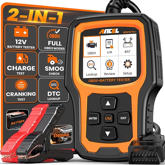 ANCEL AD410 PRO OBD2 Scanner and Battery Tester, 2-in-1 Car Diagnostic Tool by ANCEL