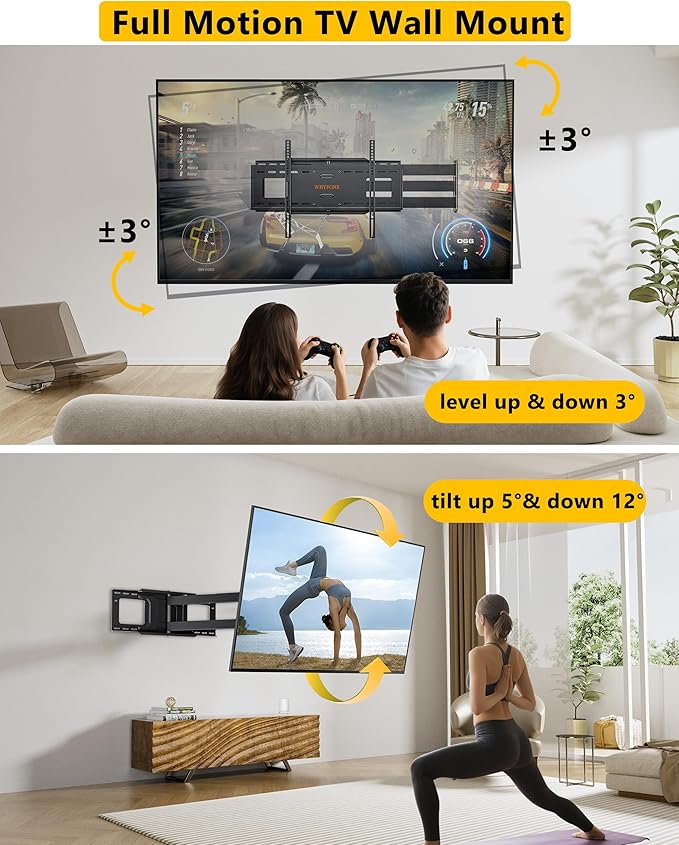 48'' Extension Extra Long Arm TV Wall Mount, Heavy Duty Full Motion TV Wall - Image 7