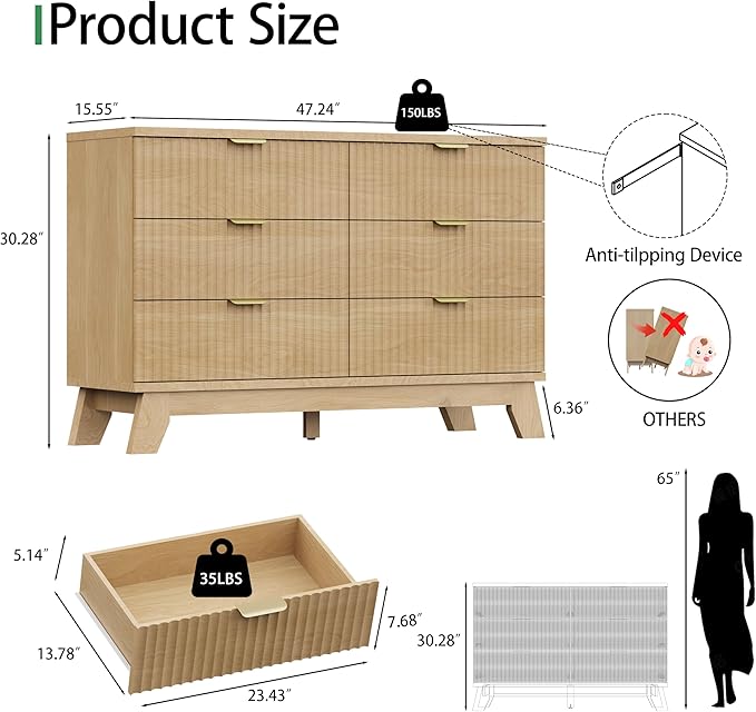 Fluted Dresser for Bedroom - Image 2
