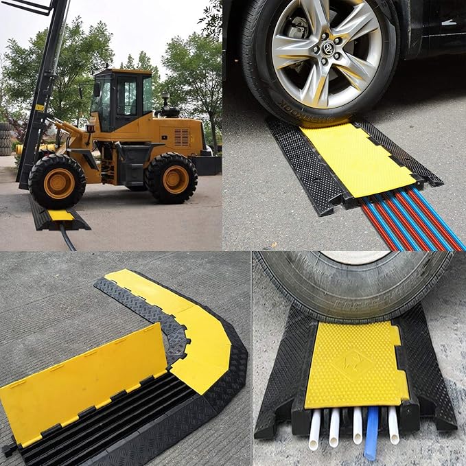 Reliancer 5 Channel Rubber Cable Protector Ramp Traffic Speed Bump 18000lbs - Image 6