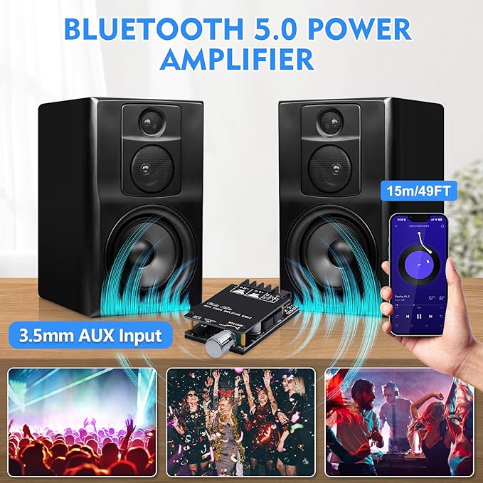 Audio Amplifier Board, ZK-502C Mini Bluetooth Amp Receiver 2.0 Channel 50W x 2 - Image 2