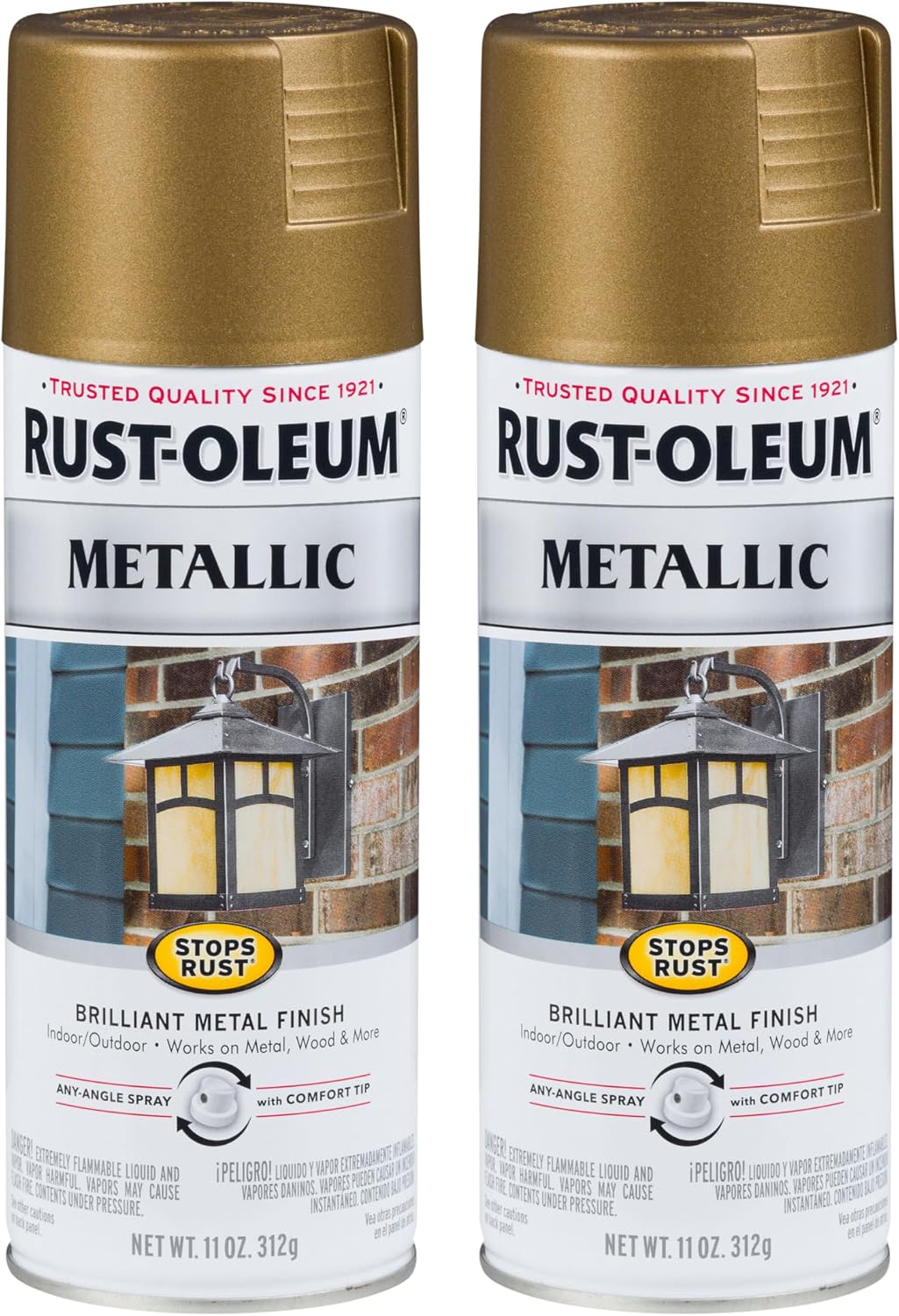 Rust-Oleum Stops Rust Metallic Spray Paint, Champagne Bronze | Rust Resistant, Indoor and Outdoor Durability, Beautiful Finish on Metal, Wood and More, Sprays from Any Angle, 2 Pack